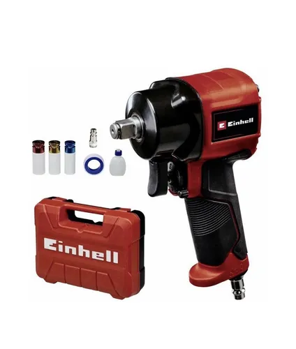 Einhell Druckluft-Schlagschrauber TC-PW 610 Compact - max. 8 bar, 610 Nm Drehmoment, ideal für Reifenwechsel und schwer zugängliche Stellen, inkl. Koffer und 3 Stecknüsse