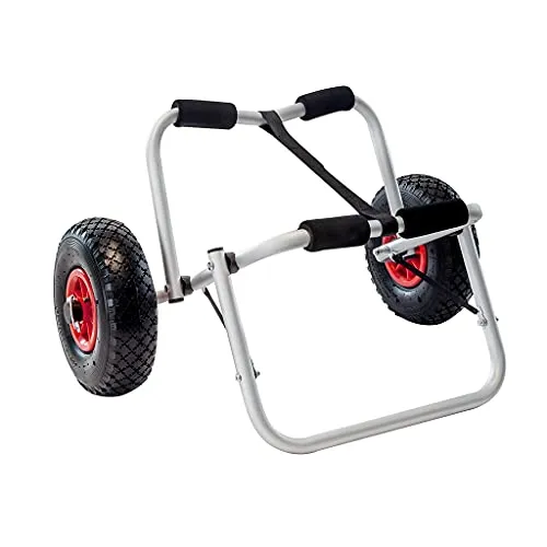 AQUALUST SUP CART Kajak- und Kanuwagen für Transport - Robuster und leichter Transportwagen für SUP Boards, Kajaks und Kanus. Platzsparend zusammenklappbar, mit stabiler Stütze und Schnellsplint-System. Ideal für den mühelosen Transport ans Wasser, max. Belastung bis 80 kg.