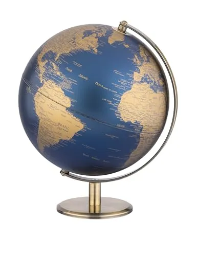 TROIKA Globus PLANET 25cm mit drehbarer Achse - Hochwertiger 25 cm Tischglobus mit antikgoldenem Fuß. Ideal für stilvolle Raumgestaltung und als pädagogisches Werkzeug. Perfekt für Schreibtisch oder Regal!