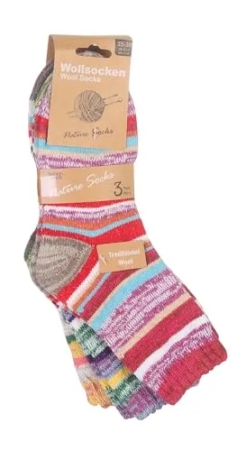 simaranda Damen/Kinder Wintersocken bunte warm gemischte Wollsocken Norweger Strümpfe kuschlig weich 206 (DE/NL/SE/PL, Numerisch, 27, 30, Regular, Regular, 3 Paar Bunt Gemischt)