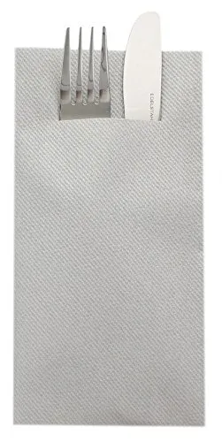 Sovie HOME Besteckserviette in SILBER (einseitig farbig) aus Linclass Airlaid, 40 x 40cm, 1/8 Falz, 12 Stück, edle Servietten mit Bestecktasche für festliche Tischdeko