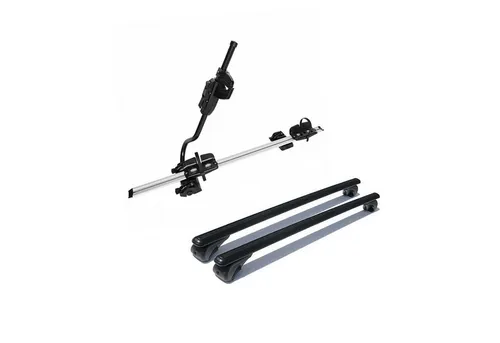 OMAC Dachträger Fahrradträger Satz für VW Caddy 2003-2015 - Dachgepäckträger Set aus leichtem Aluminium, abnehmbar und mit Anti-Diebstahlschloss für sicheren Fahrradtransport und einfache Installation.