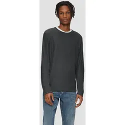 QS Longpullover Strickpullover Gewaschener Strickpullover mit Rollsaum blau M (46/48)