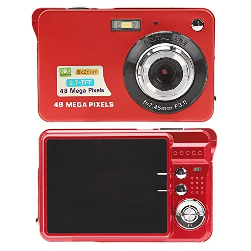 4K Digitalkamera, 48 MP 8 Fach Zoom Kompaktkamera mit 2,7 Zoll LCD Bildschirm, Unterstützung für Tragbare Digitalkameras, Selbstauslöser, Serienaufnahmen, Anti Shake