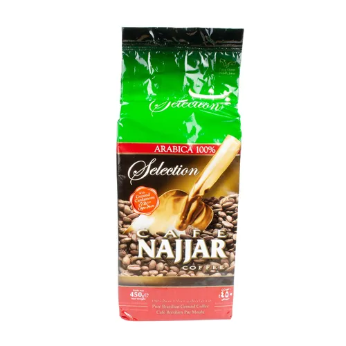 Najjar - Original Arabischer Mokka mit Kardamom 450g - Hochwertiger gemahlener Kaffee mit intensivem Geschmack und feinem Kardamom, ideal für aromatische Kaffeegenüsse. Perfekt für Genießer und Liebhaber arabischer Tradition.