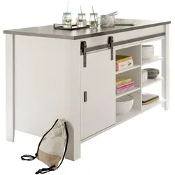 Furn.Design Unterschrank Stove - Kücheninsel in weiß Pinie Landhaus, bietet viel Stauraum und eine großzügige Arbeitsplatte für Ihre Küche.