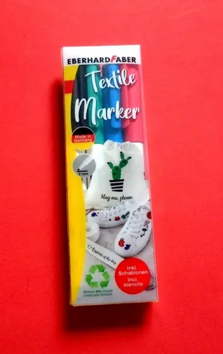 Eberhard Faber Textilmarker 4 Farben inkl. Schablone Strichstärke ca: 2mm