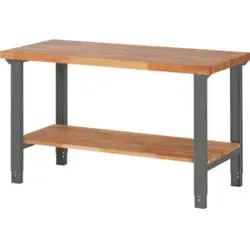 STIER Höhenverstellbarer Werktisch Premium 1500x700 mm - Sonstige Werkzeuge - Robuster, höhenverstellbarer Werktisch mit 750 kg Tragkraft und Ablageboden aus Massiv-Buche, ideal für Werkstatt und Produktion.