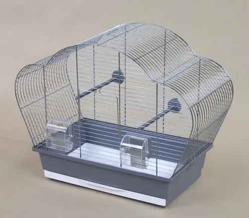 M.O. Vogelkäfig Beta Chrom grau - Vogelheim für Sittiche, stilvolles Design und optimale Lebensqualität für Ihre Vögel
