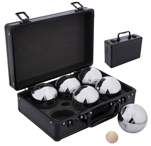 Boule Kugeln Set 3 Oder 6 Metallkugeln 74 mm 720 g Alukoffer 1–2 Spieler | Petanque Set zur Auswahl mit 3 oder 6 Kugeln, Holz-Zielkugel, Messschnur und stabilem Transportkoffer für 1–2 Spieler