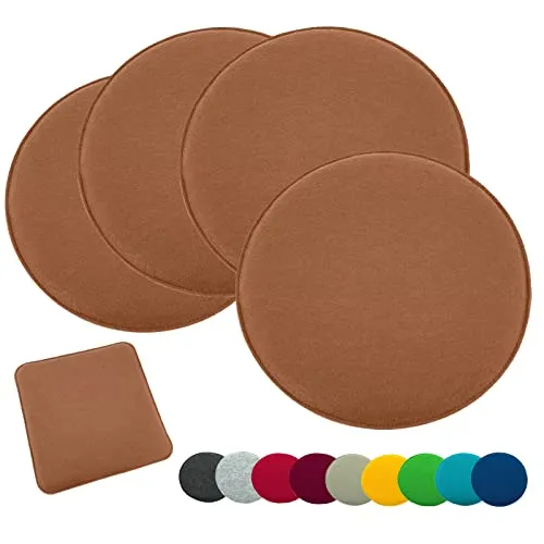 heimtexland ® 4er Pack Filz Sitzkissen - Rund & Gemütlich - Stuhlkissen aus 100% pflegeleichtem Polyester, ideal für Indoor und Outdoor. Jedes Kissen bietet hohen Sitzkomfort mit 2 cm Polsterung und bleibt formstabil. Perfekt für alle Sitzgelegenheiten!