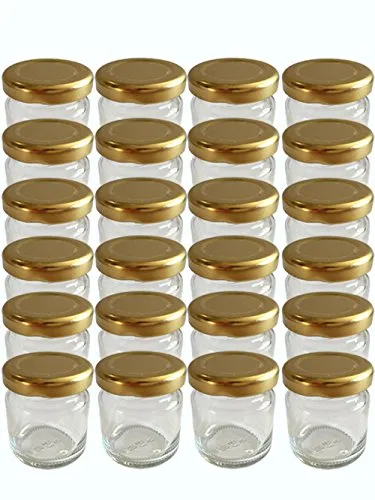 Vitrea 25x Marmeladengläser kleine 50 ml Gläschen mit Schraub-Deckel Gold