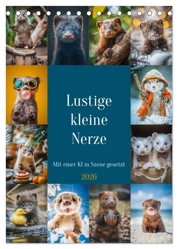 Steffen Gierok-Latniak | Lustige kleine Nerze Tischkalender 2026 - Witziger Tischkalender im DIN A5 Format mit 14 Seiten. Entdecken Sie niedliche Nerze mit Charme und Humor – ideal als Geschenk oder für die eigene Freude!