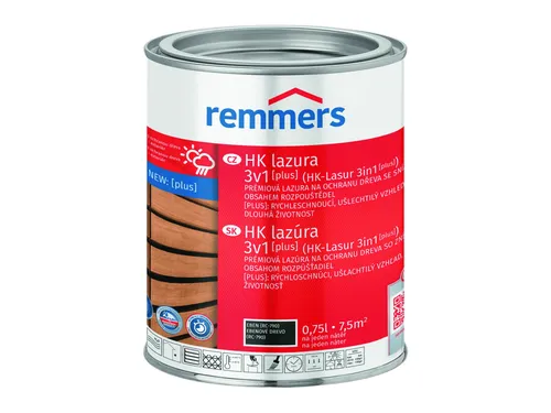 Remmers HK Lasur 3in1 [plus] 0,75l - Ebenholz - Lasuren für Holz im Innen- und Außenbereich, schnelltrocknend und überstreichbar nach nur 3 Stunden für effizientes Arbeiten.