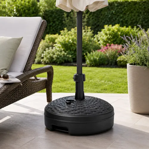 Sonnenschirmständer Schirmständer 20L Rattanoptik Gartenschirmständer Anthrazit