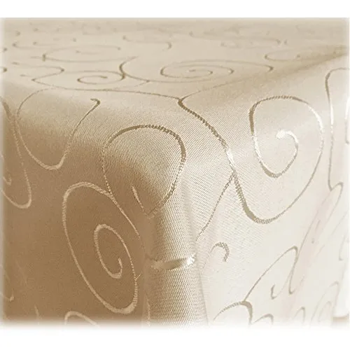 JEMIDI Tischdecke Ornamente Seidenglanz Edel Tisch Decke Tafeldecke 31 Größen und 7 Farben Creme 110x110