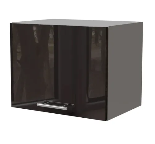 Feldmann-Wohnen Klapphängeschrank Essen (W4B/45, 1 Klappe, innen 1 Fach, 1-St., moderne Optik, Acrylfronten mit Glaseffekt) grau / schwarz Hochglanz