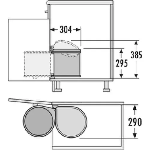 Hailo Abfalleimer 3512001 - Schwenkbar 12 Liter für Unterschränke - Haushaltszubehör: Schwenkbarer Hailo Mo Swing 12 Liter Abfalleimer für 40 cm Unterschränke, ideal für platzsparende Müllentsorgung mit automatischer Neigung und Drehung.