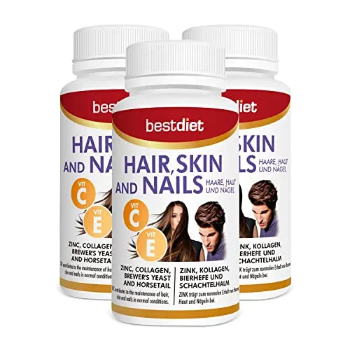 Bestdiet - Haare, Haut und Nägel - Vitamine A, B, C und E - (Packung 3x60 Kapseln)