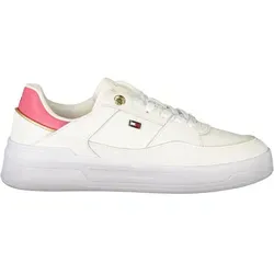 Tommy Hilfiger Damen Runner Sneaker Essential Basket Low Top, Weiß (Ancient White/Heritage Pink), 39 - Damen-Sneaker mit hochwertigem Leder und optimaler Passform, ideal für jeden Anlass – elegantes Design trifft auf Tragekomfort.
