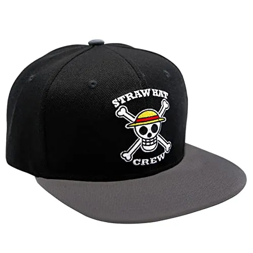 ONE PIECE Snapback Cap - Black & Grey Skull - Hüte & Mützen - Stylische Snapback Cap für Fans, mit coolem Skull-Design und verstellbarem Verschluss für perfekten Sitz.