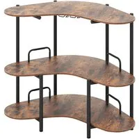 Costway 3 Ebenen Hausbar mit Glashalter - Braun, 120 x 66 x 102 cm - Stilvolle Hausbar mit 3 Ablagefächern und Glashaltern für gesellige Abende. Robust und elegant, perfekt für Ihr Zuhause.