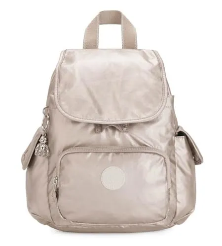 Kipling CITY PACK MINI - Kleiner Rucksack in Metallic Glow (Silber) - Tagesrucksäcke mit praktischem Handyfach und Schlüsselhalter, ideal für den Alltag und kleine Ausflüge.