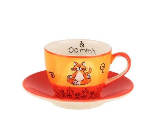 Mila Cappuccinotasse mit Oommh Katze in orange von Mila