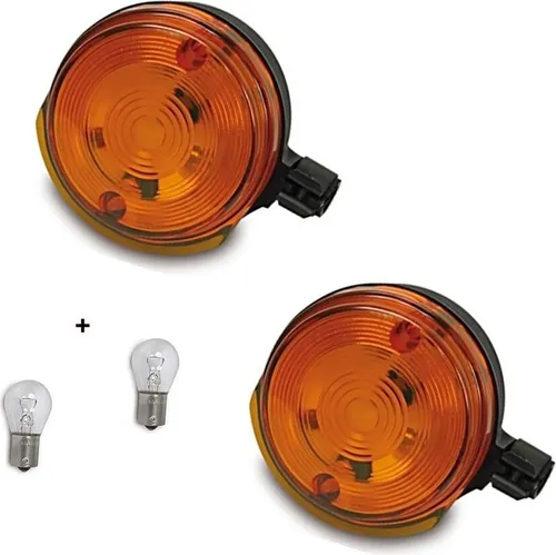 Set: 2x 6V Blinker Set mit E-Zeichen Orange vorn für Simson