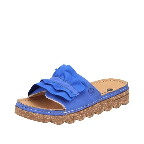 RIEKER Pantolette mit modischer Plateausohle, Gr. 41, royalblau - Wanderschuhe aus Lederimitat und Textil, ideal für den Sommer und perfekt für Strandbesuche oder als Hausschuh.