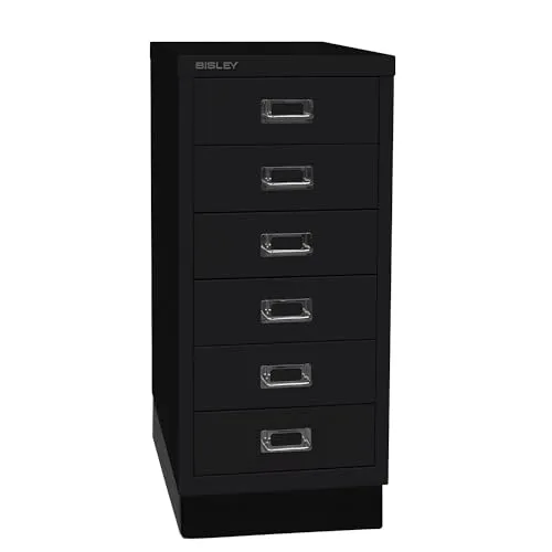 Bisley Schubladenschrank MultiDrawer - 6 Schübe, schwarz - Büromöbel mit 6 leichtgängigen Schüben für DIN A4, ideal für Ordnung im Büro oder Werkstatt. Robustes Metall, 5 Jahre Garantie und Lieferung direkt ab Werk.