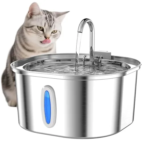PEKTACO Katzenbrunnen aus Edelstahl – 3.2L Automatischer Trinkbrunnen für Katzen und Hunde