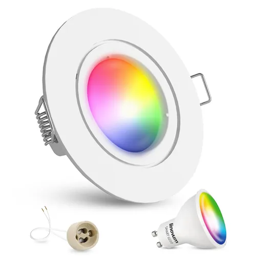 Deckenspot Einbauleuchte rund weiß inkl. WLAN Smart GU10 LED RGB Einbaustrahler