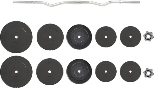 vidaXL Curlstange mit Gewichten 90 kg - Hantelset für vielseitiges Krafttraining, bestehend aus Langhantelstange und verschiedenen Gewichtsscheiben, ideal für das Training der gesamten Muskulatur.