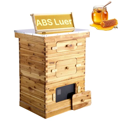 VEVOR Bienenstock Zander Beute - 30 Rahmen, robustes Zedernholz mit Bienenwachs, transparente Acrylfenster für einfache Beobachtung und optimale Bienenhaltung