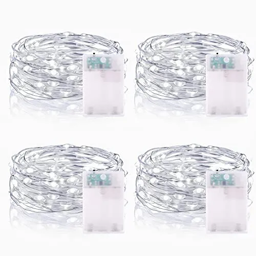 Vacoulery Lichterketten Batterie Timer [4 Pack], 2M 20 LED Lichterkette Batterie Wasserdichte Lichterketten für Zimmer Weihnachten Halloween Hochzeit Deko