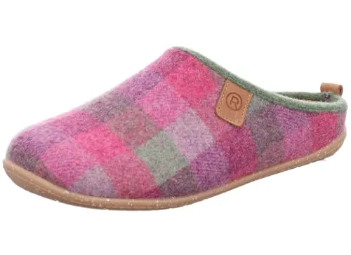 Rohde Damen Pantoffel Tivoli-D 6872 - Kariert in Pink, Größe 41 EU - Bequemer Hausschuh mit weichem Filzobermaterial und rutschfester Laufsohle. Das herausnehmbare Wechselfußbett sorgt für individuellen Komfort – ideal für entspannte Stunden zu Hause!