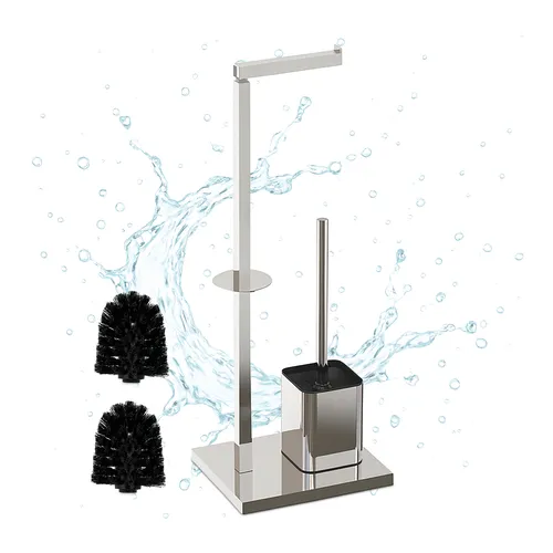 WC Garnitur Toilettenpapierhalter Klobürste - Toilettenbürsten & -halter, freistehend und mit Ersatzbürstenkopf für eine einfache Handhabung und Pflege im Badezimmer.