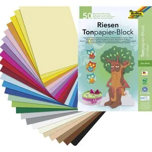 Folia Tonpapier 655 Riesen-Block, 24 x 34cm, 25 Farben sortiert, 130g/m², 50 Blatt