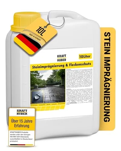 KRAFTHUBER® Steinimprägnierung Außen [10L = ca. 120m²] – Profi-Stein Imprägnierung für Pflaster, Beton & Naturstein – Hydrophob & UV-beständig