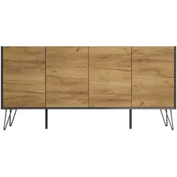 Produktbild P & B Sideboard Posseik Industrial, Graphit & Eiche, 155x75.8x42 cm