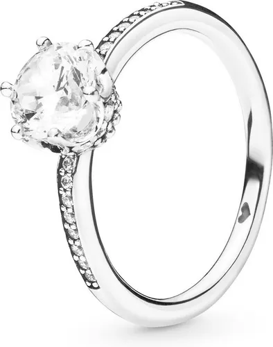 Pandora Solitärring Clear Sparkling Crown - Solitär-Ring aus 925er Sterlingsilber, verziert mit funkelnden Zirkonia, ideal für besondere Anlässe oder als elegantes Geschenk.