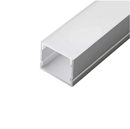 Meter LED Alu Profil - Extra Breite und Tiefe für RGB-Strips - LED Streifen Alu Schiene mit milchglas Abdeckung, ideal für einfache Montage und optimale Lichtdiffusion. Perfekt für alle RGB-Strips bis 20mm Breite, Länge: 2 Meter.