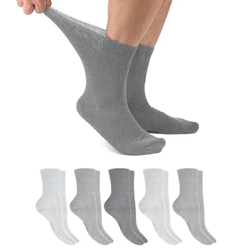 Footstar Diabetiker Socken für Damen & Herren (6 Paar) Hellgrau 43-46 - 6er Pack nahtfreie Socken ohne Gummi-Bund, ideal für empfindliche Beine. Der breite Komfortbund und die flache Zehennaht sorgen für höchsten Tragekomfort. Hergestellt aus strapazierfähigem Material mit OEKO-TEX Zertifizierung.