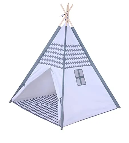 knorr toys 55907 Tipi-Zickzack - Abenteuer für Kinder - Spielzelte für drinnen und draußen, mit stabilen Holzstäben und offener Tür, ideal für kreative Spielstunden im Kinderzimmer oder Garten.