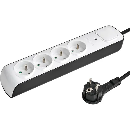 Hama Premium 4GN Steckdosenleiste 1,5m - Steckdosenleiste mit 4 Anschlüssen, ideal für vielseitige Stromversorgung in Haushalten und Büros, kabellänge von 1,5m für flexible Platzierung.