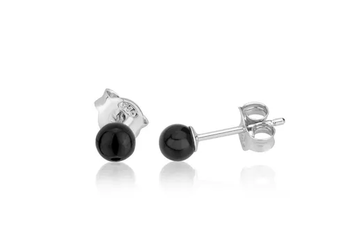 NKlaus Paar Ohrstecker Paar Onyx Ohrstecker 925 Sterlingsilber rhodiniert, Rhodiniert