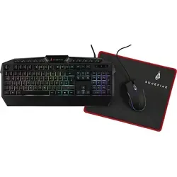 SureFire 48825 Gaming Combo - Gaming Set mit RGB-Multimedia-Tastatur, 7-Tasten-Maus und Mauspad. Ideal für Gamer, die ein individuelles Setup mit hoher Präzision und Anpassbarkeit suchen.