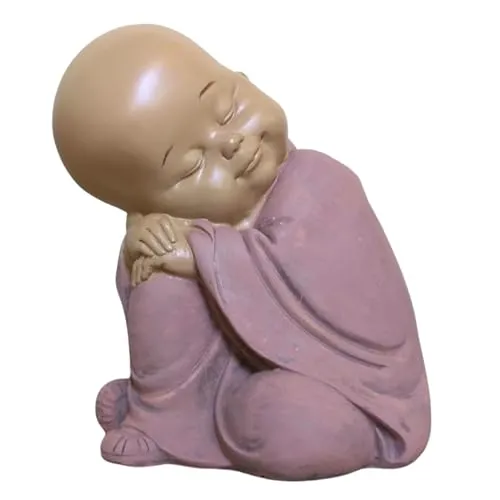 Baby Buddha Statuette SB3 - Zen und Feng Shui Dekoration - um eine entspannende Atmosphäre zu schaffen - Geschenkidee Glücksbringer - Höhe: 13cm - Farbe: Beige und Altrosa - Zen'Light