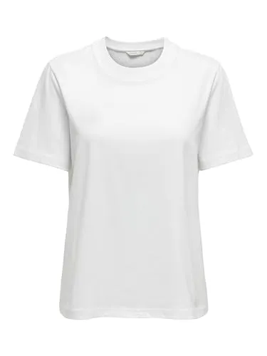 ONLY Damen Onlmonja S/S Tee JRS Noos Kurzärmeliges T-Shirt Mit O-Ausschnitt In Normaler Passform Basic-Stil, White, X-Large